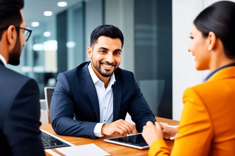 digital marketer in front of an audience getting in contact with clients